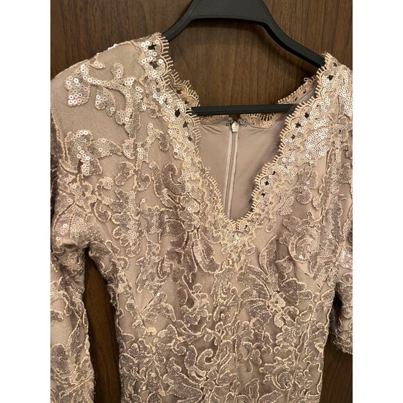 Tadashi Shoji Embroidered Sequin Dress, Size 2P - Picture 4 of 9